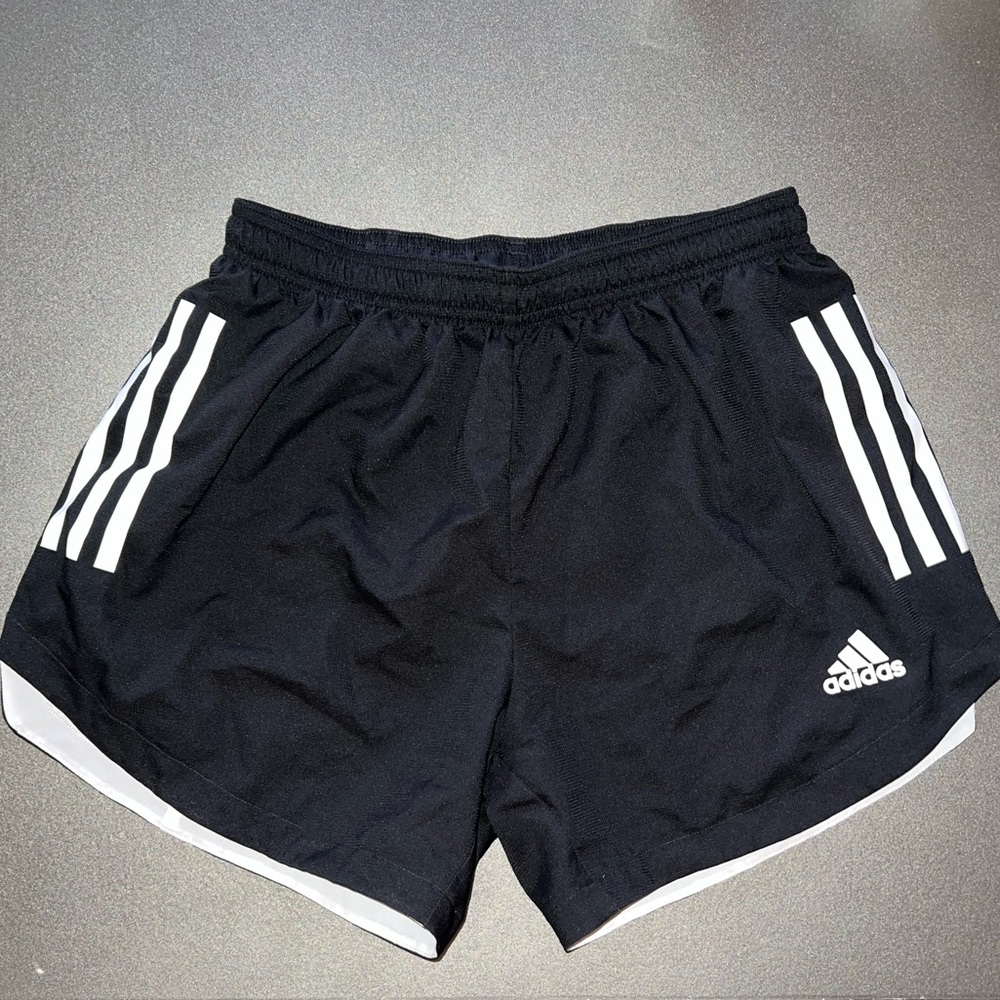 Adidas Womens Small Black Aeroready Shorts 3 Stripes White